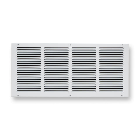 24 x 10-inch White Steel flat stamped return grille, front view 2