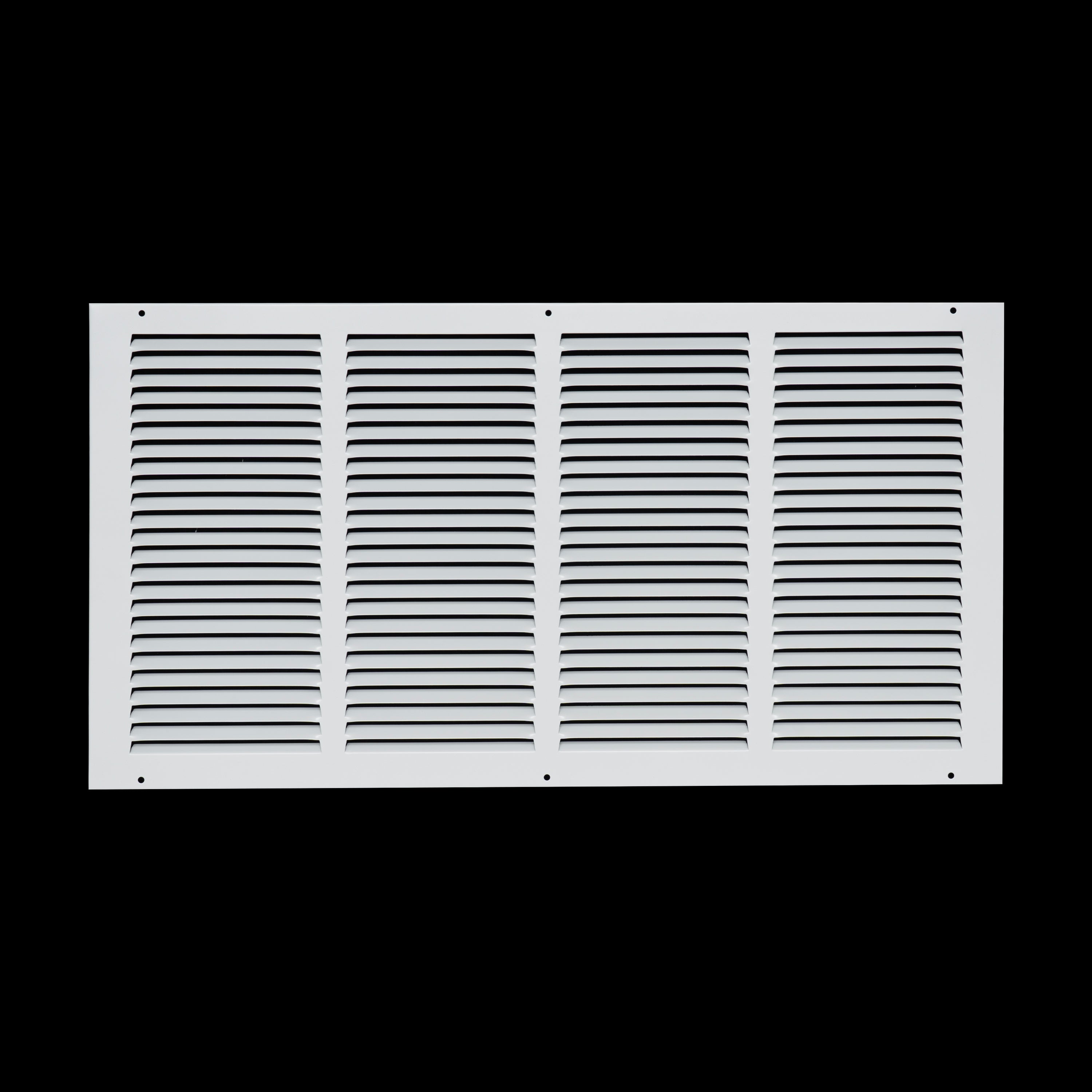24 x 12-inch White Steel flat stamped return grille, front view