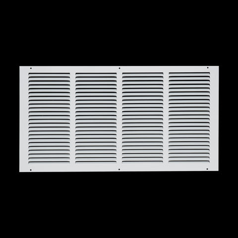 24 x 12-inch White Steel flat stamped return grille, front view