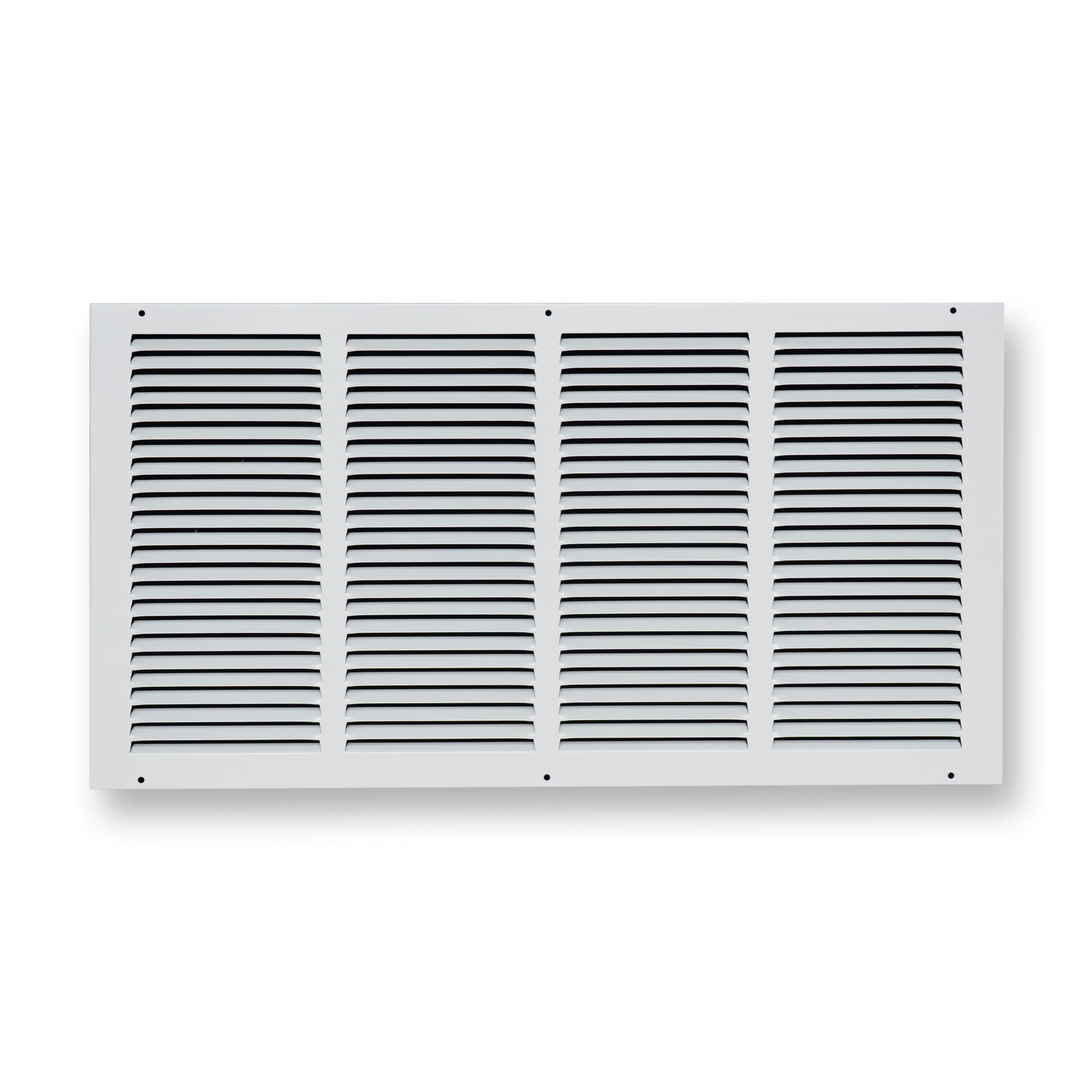 24 x 12-inch White Steel flat stamped return grille, front view 2