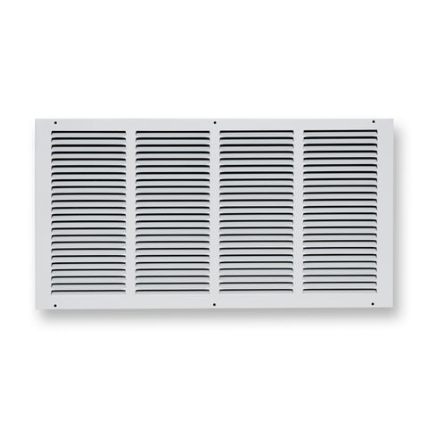 24 x 12-inch White Steel flat stamped return grille, front view 2