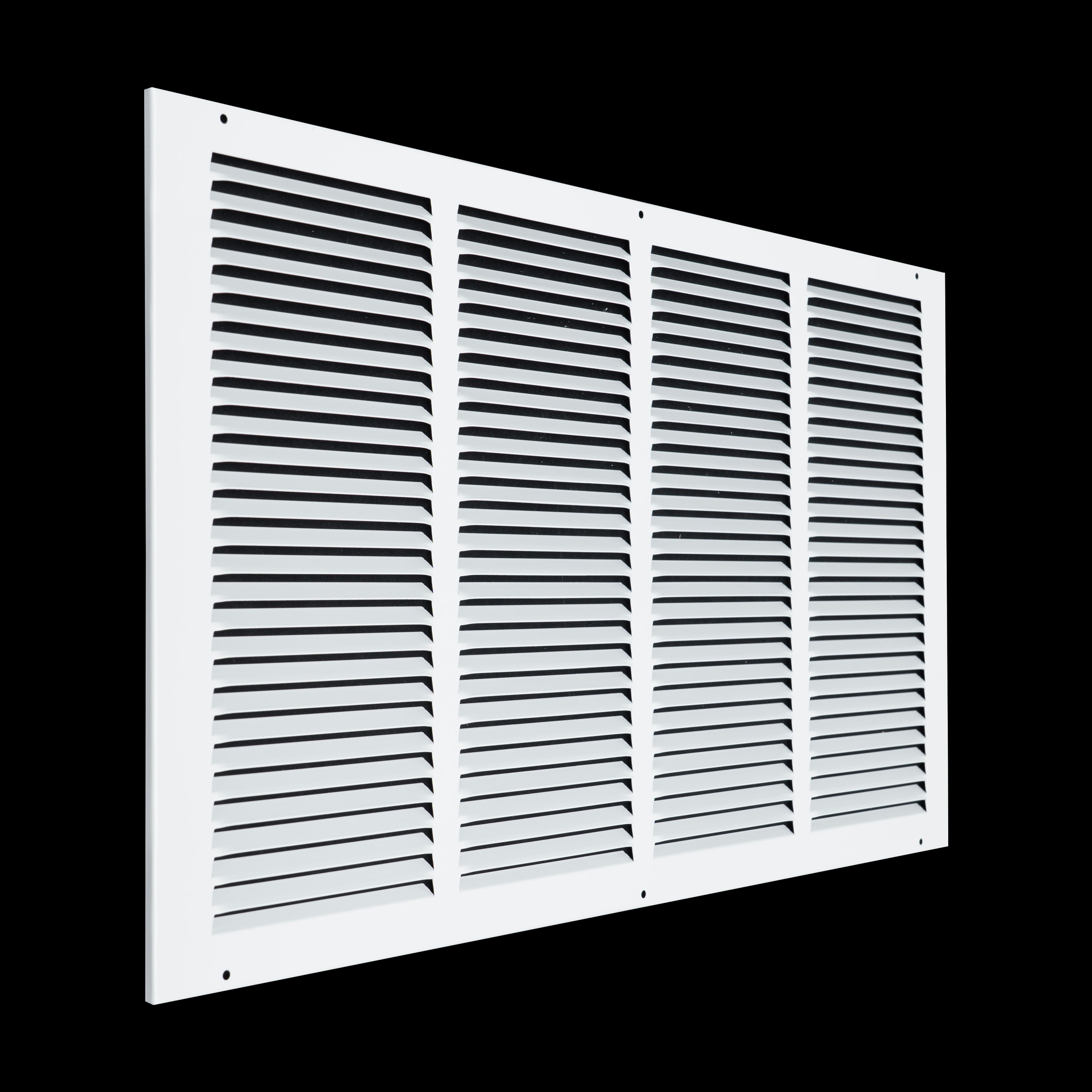 24 x 14-inch White Steel flat stamped return grille, angled view
