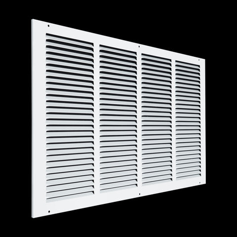 24 x 14-inch White Steel flat stamped return grille, angled view