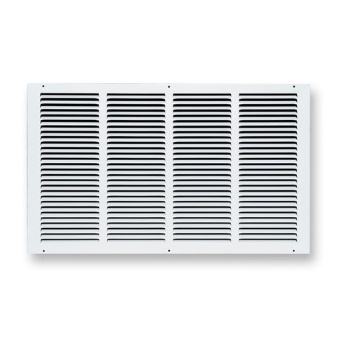 24 x 14-inch White Steel flat stamped return grille, front view 2