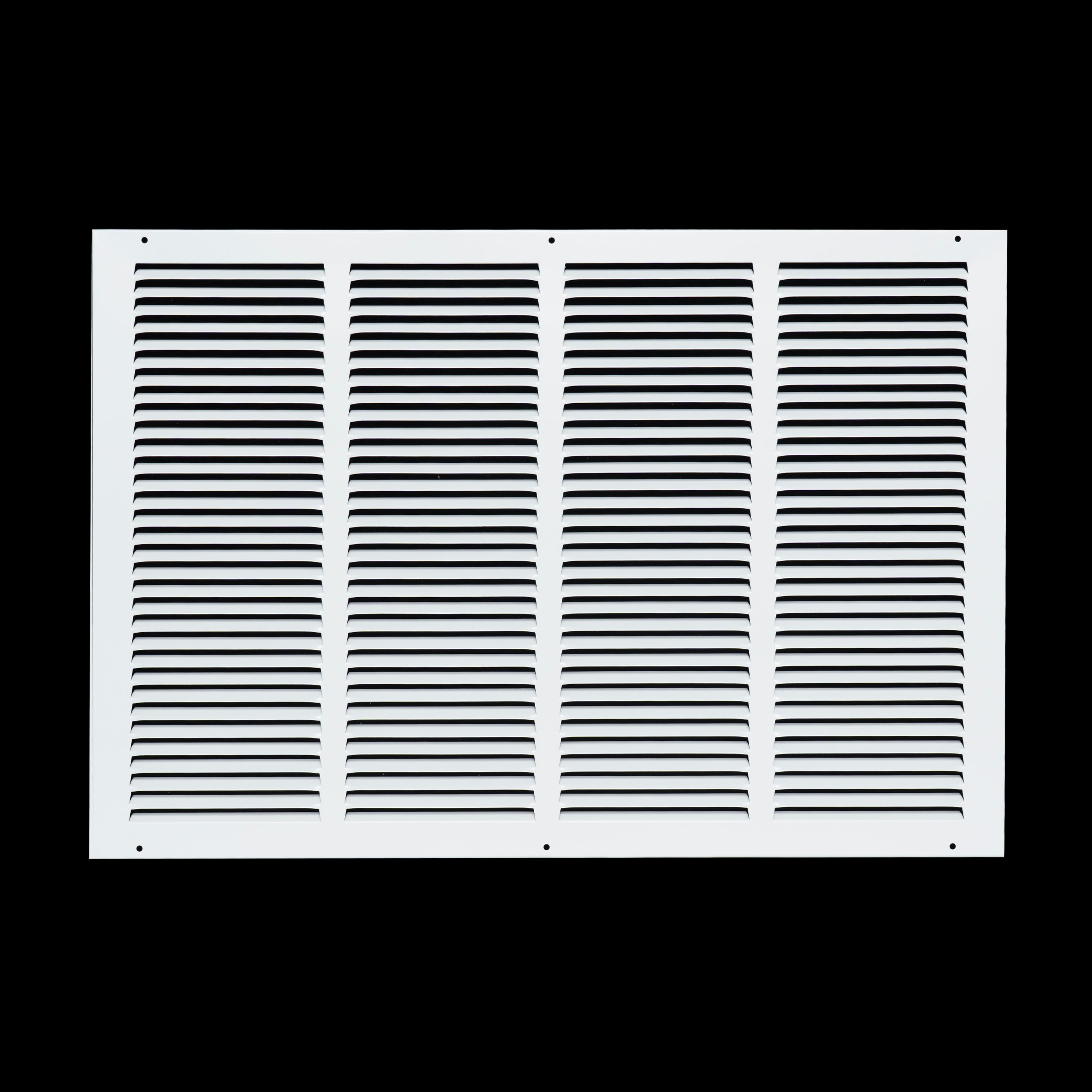 24 x 16-inch White Steel flat stamped return grille, front view