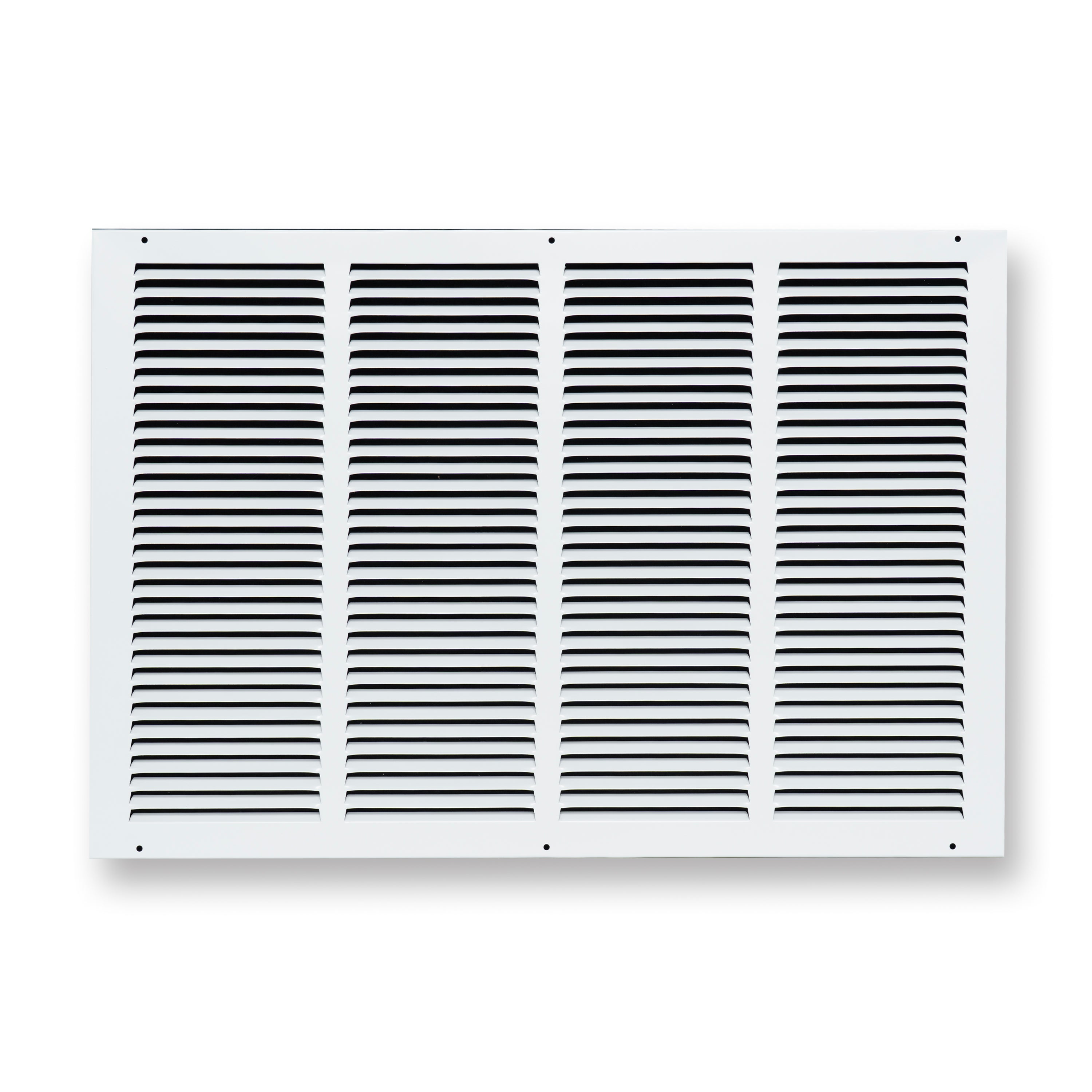 24 x 16-inch White Steel flat stamped return grille, front view 2