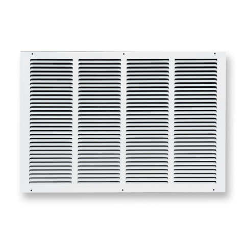 24 x 16-inch White Steel flat stamped return grille, front view 2