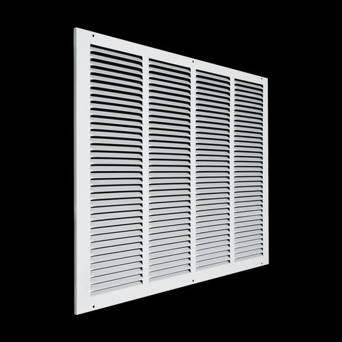 24 x 18-inch White Steel flat stamped return grille, angled view