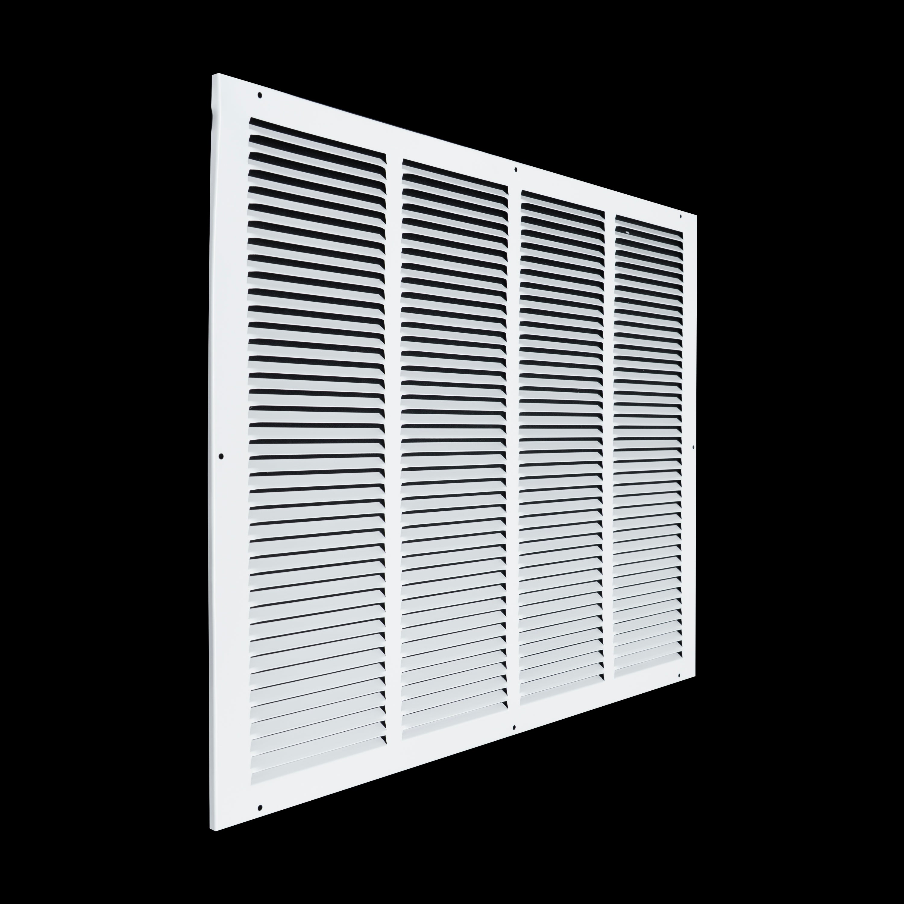 24 x 20-inch White Steel flat stamped return grille, angled view