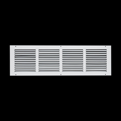 24 x 6-inch White Steel flat stamped return grille, front view