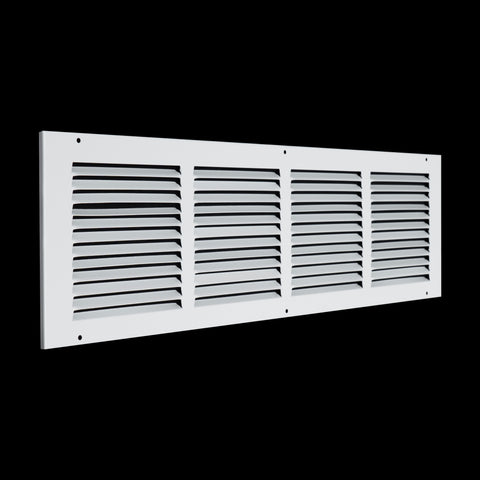 24 x 6-inch White Steel flat stamped return grille, angled view