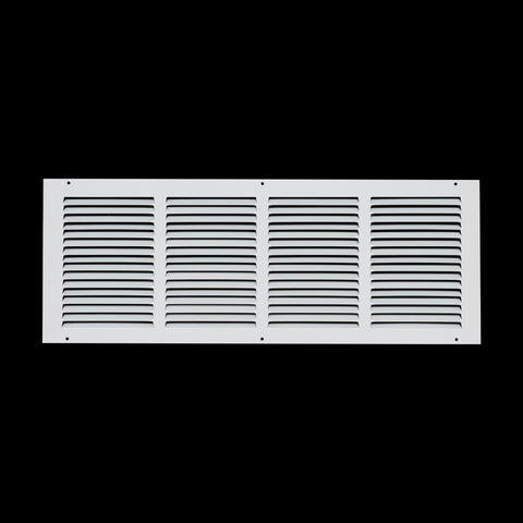 24 x 8-inch White Steel flat stamped return grille, front view