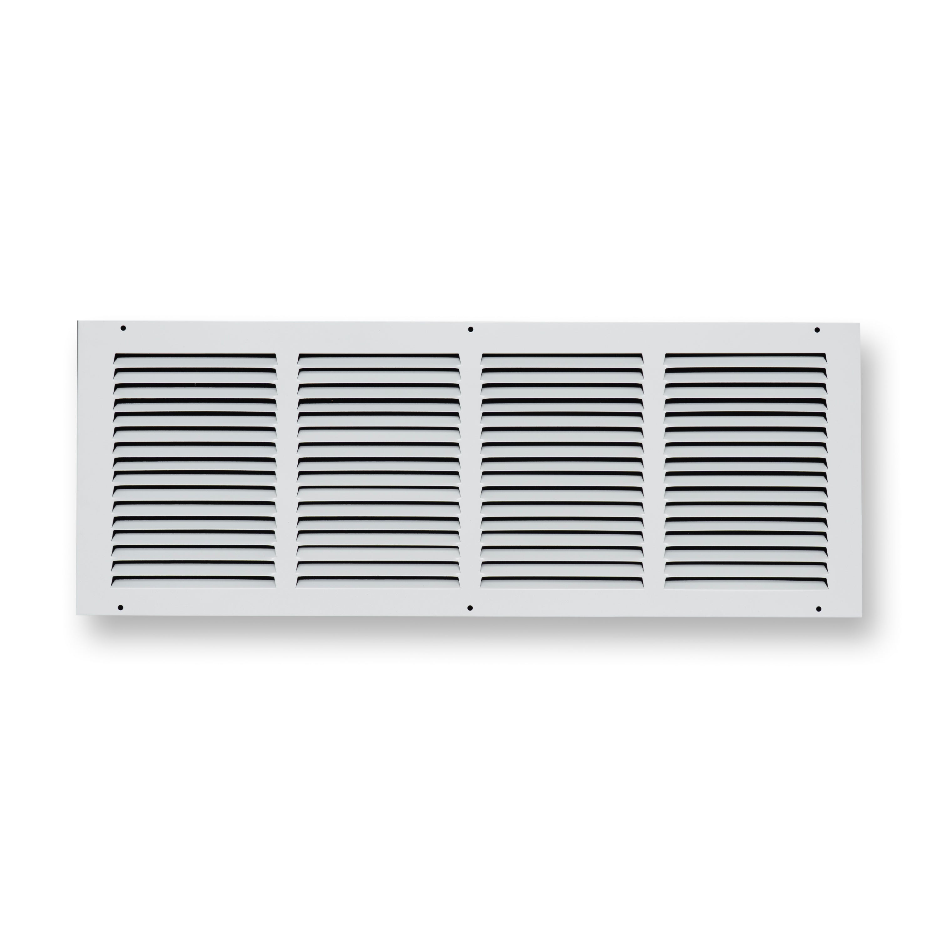 24 x 8-inch White Steel flat stamped return grille, front view 2