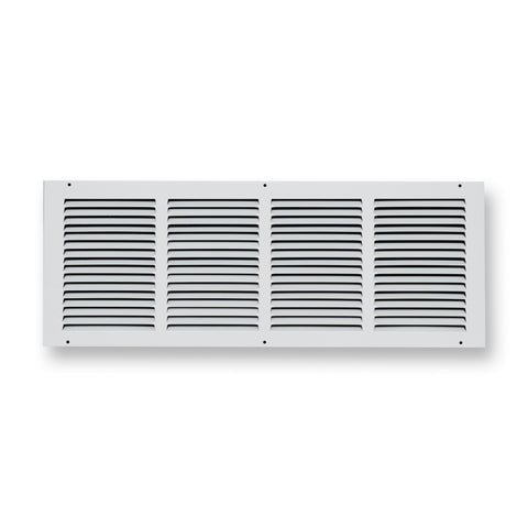 24 x 8-inch White Steel flat stamped return grille, front view 2