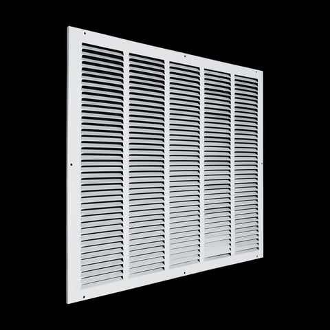 25 x 20-inch White Steel flat stamped return grille, angled view
