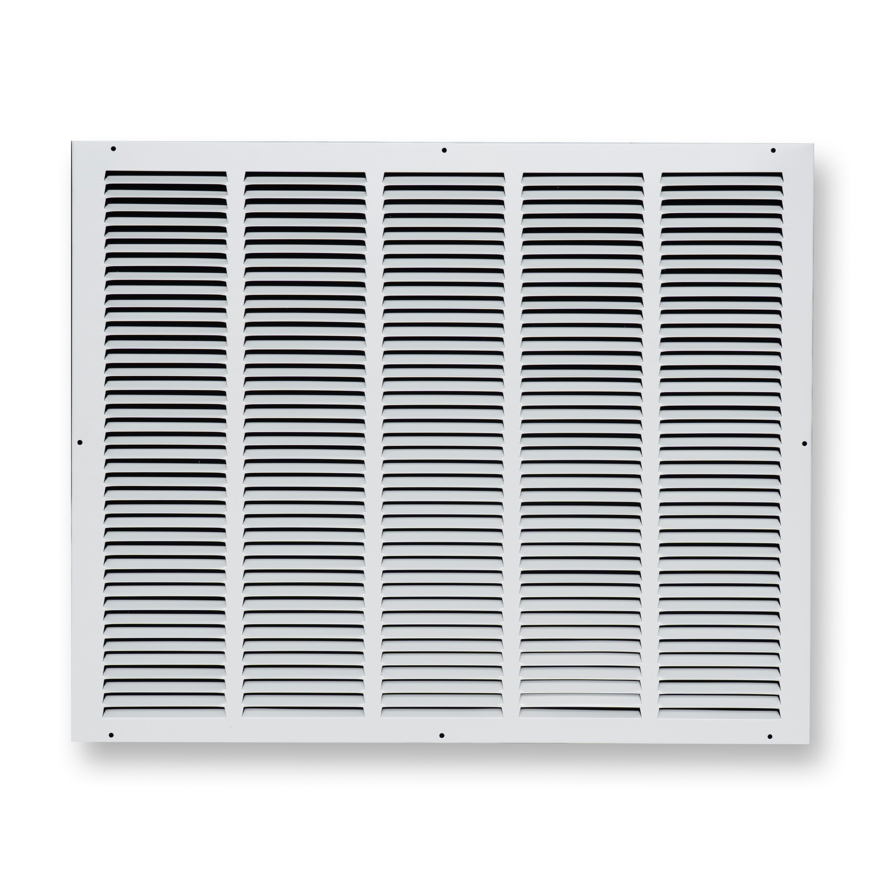 25 x 20-inch White Steel flat stamped return grille, front view 2