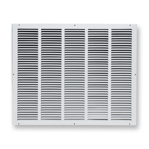 25 x 20-inch White Steel flat stamped return grille, front view 2