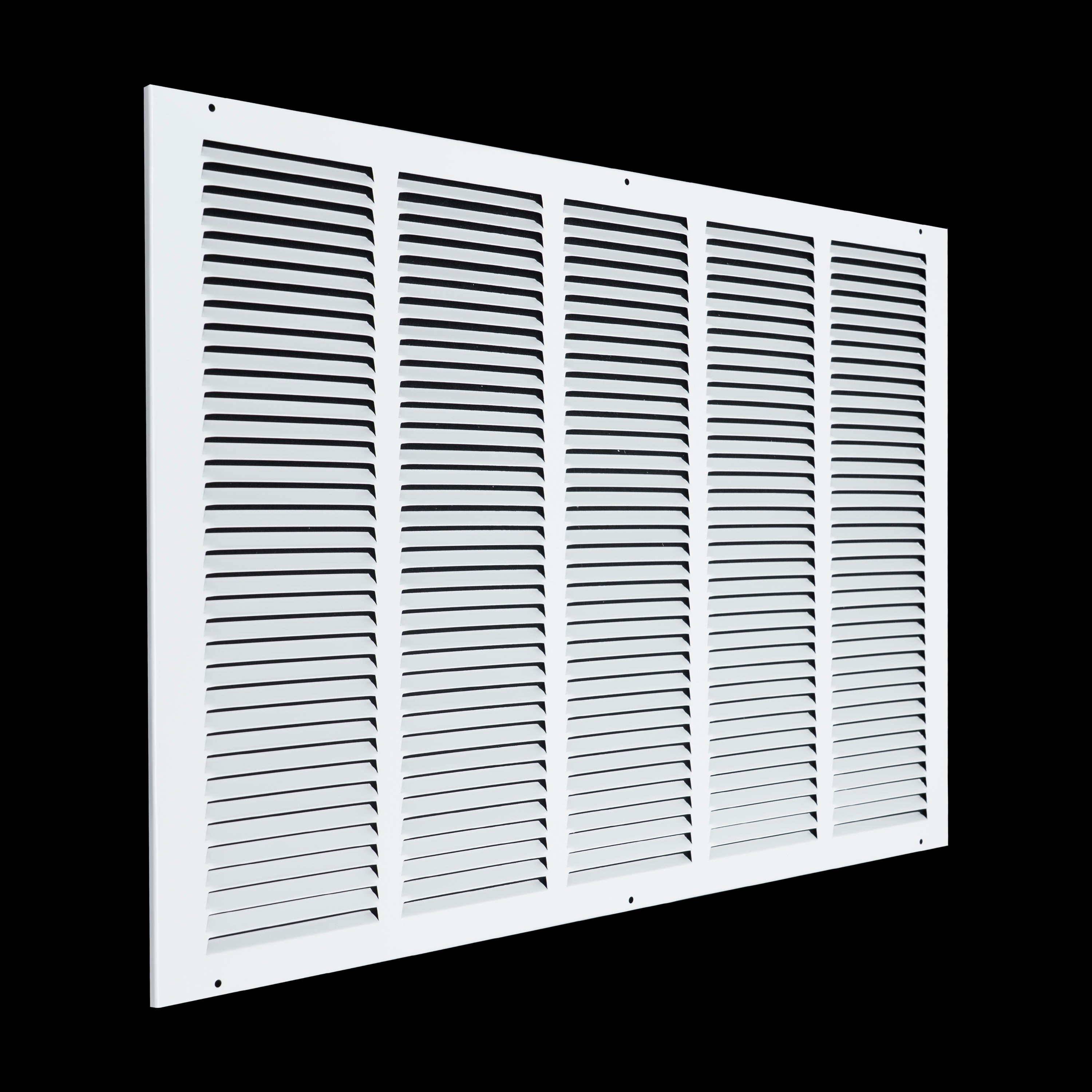 26 x 18-inch White Steel flat stamped return grille, angled view