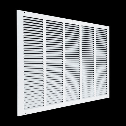 26 x 18-inch White Steel flat stamped return grille, angled view