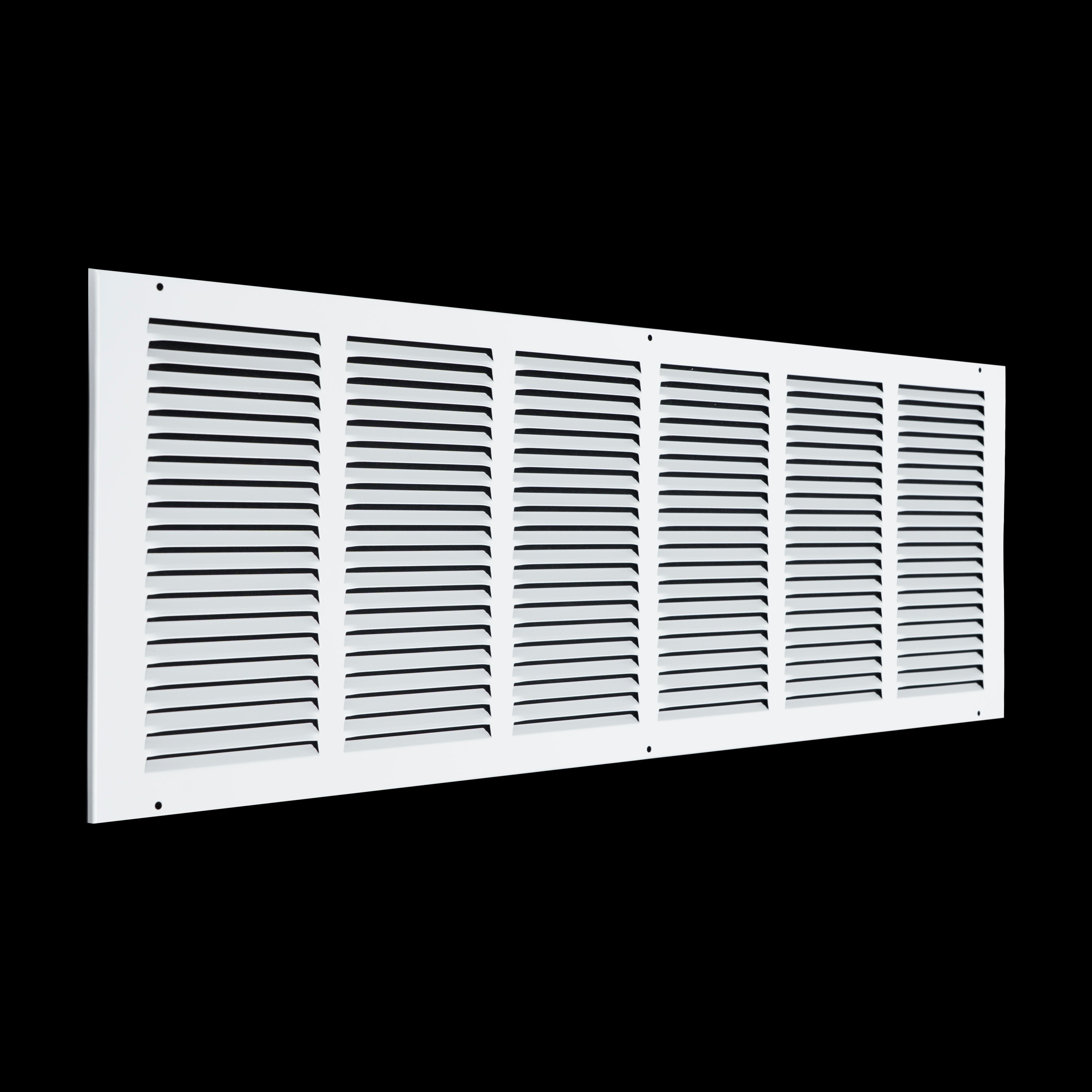 30 x 10-inch White Steel flat stamped return grille, angled view