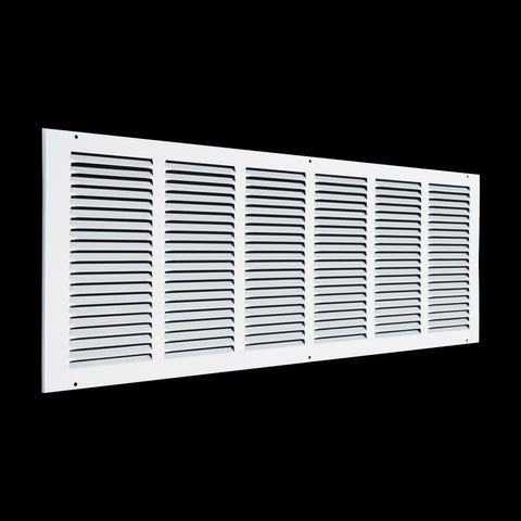 30 x 10-inch White Steel flat stamped return grille, angled view