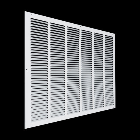 30 x 20-inch White Steel flat stamped return grille, angled view