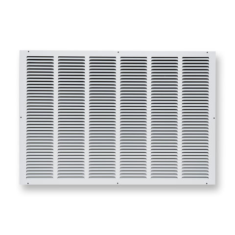 30 x 20-inch White Steel flat stamped return grille, front view 2