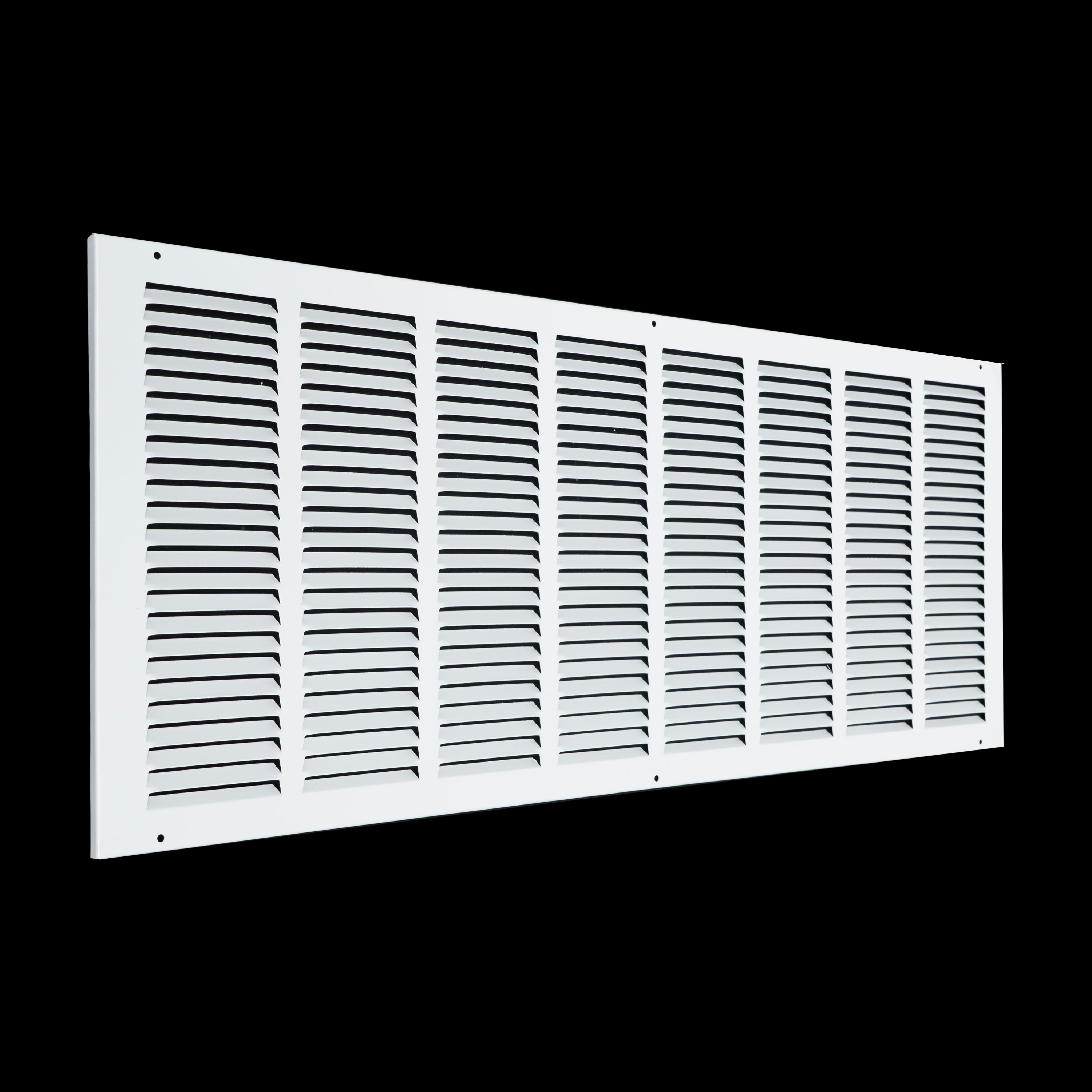32 x 12-inch White Steel flat stamped return grille, angled view