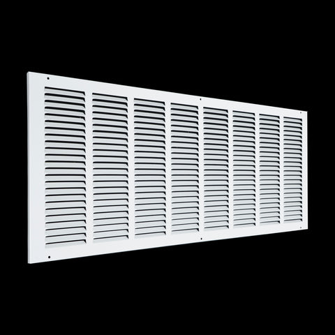 32 x 12-inch White Steel flat stamped return grille, angled view
