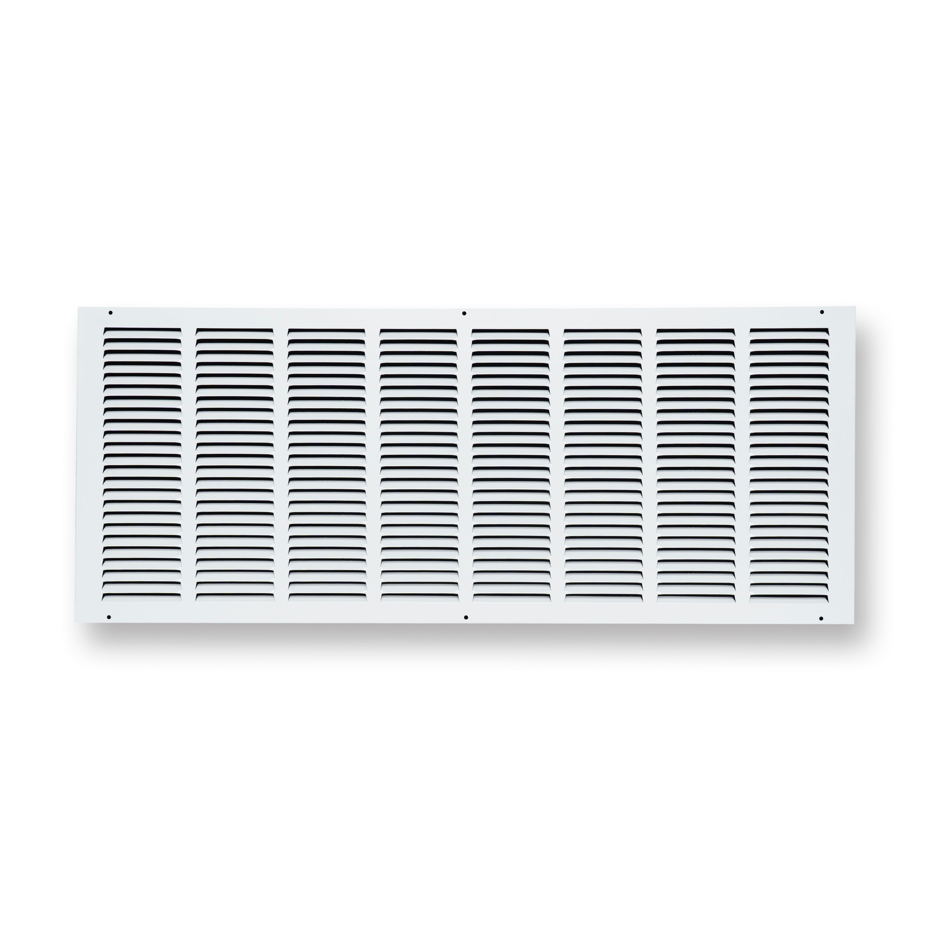 32 x 12-inch White Steel flat stamped return grille, front view 2