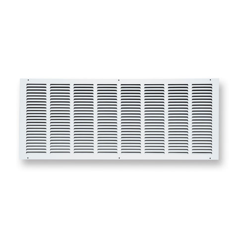 32 x 12-inch White Steel flat stamped return grille, front view 2