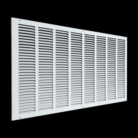 32 x 16-inch White Steel flat stamped return grille, angled view