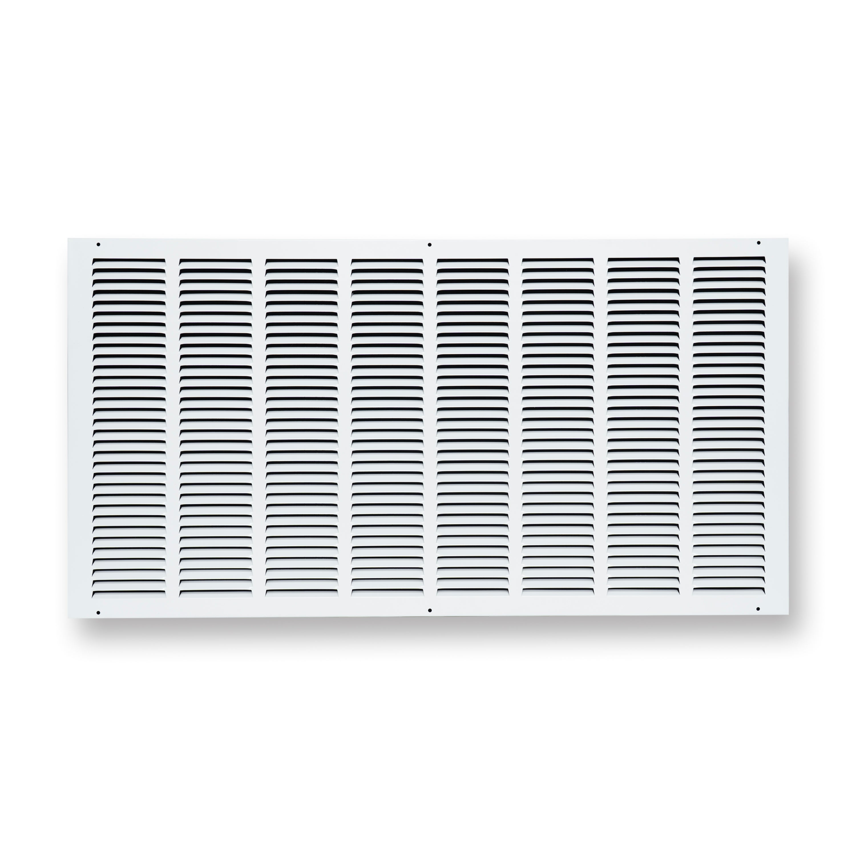 32 x 16-inch White Steel flat stamped return grille, front view 2