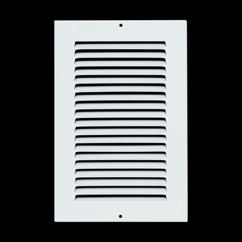 6 x 10-inch White Steel flat stamped return grille, front view