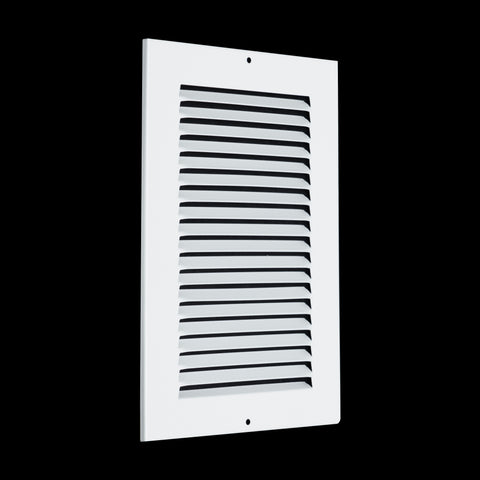 6 x 10-inch White Steel flat stamped return grille, angled view