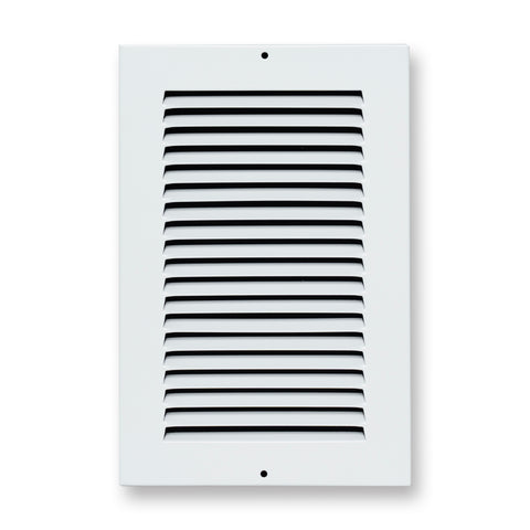 6 x 10-inch White Steel flat stamped return grille, front view 2