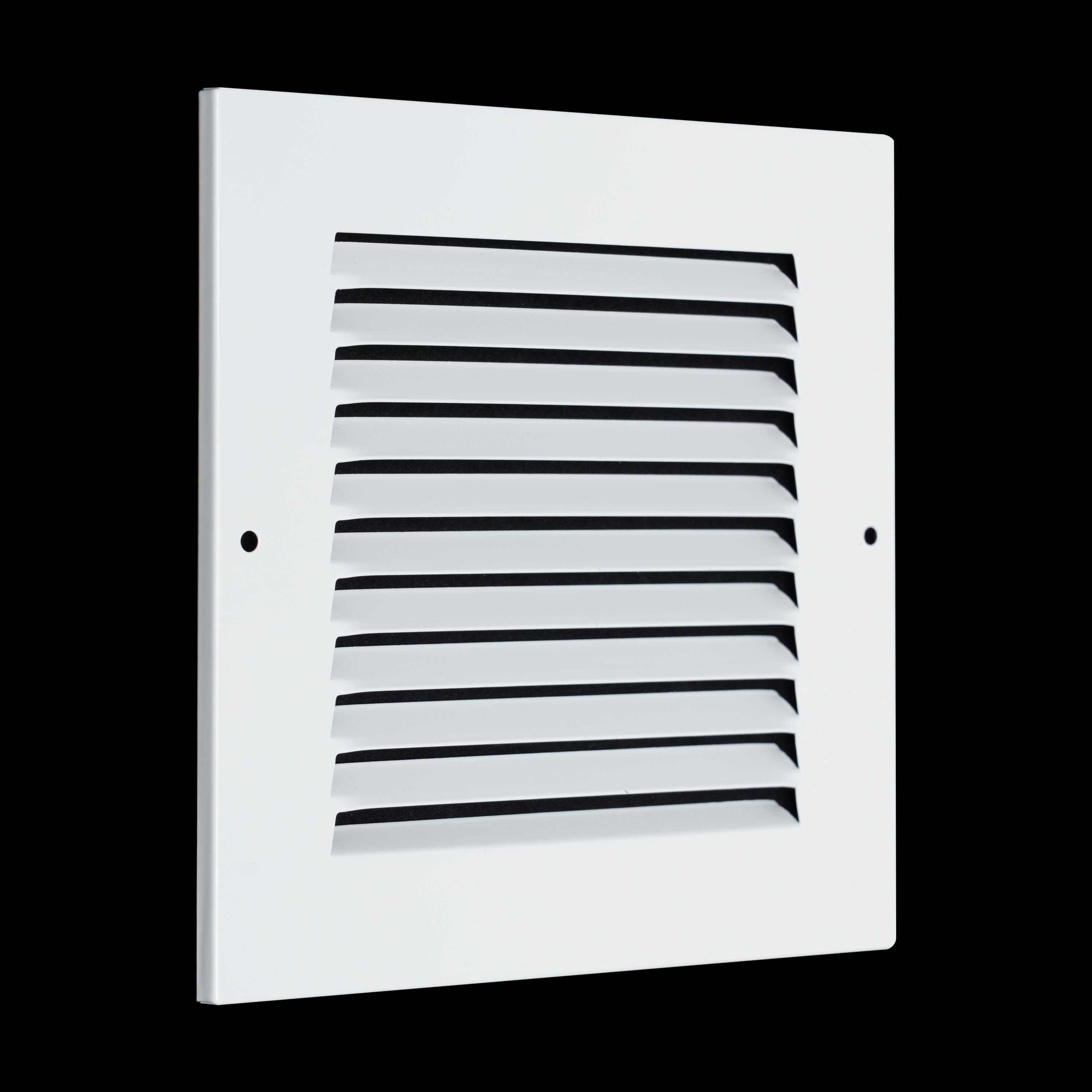 6 x 6-inch White Steel flat stamped return grille, angled view