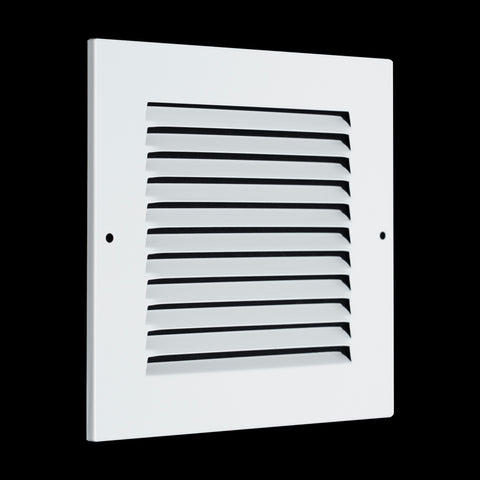 6 x 6-inch White Steel flat stamped return grille, angled view