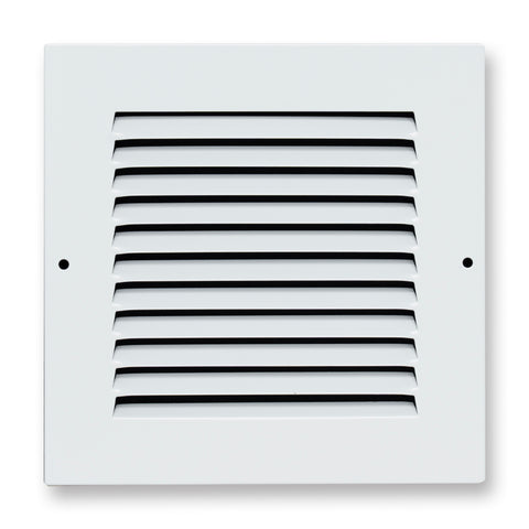 6 x 6-inch White Steel flat stamped return grille, front view 2