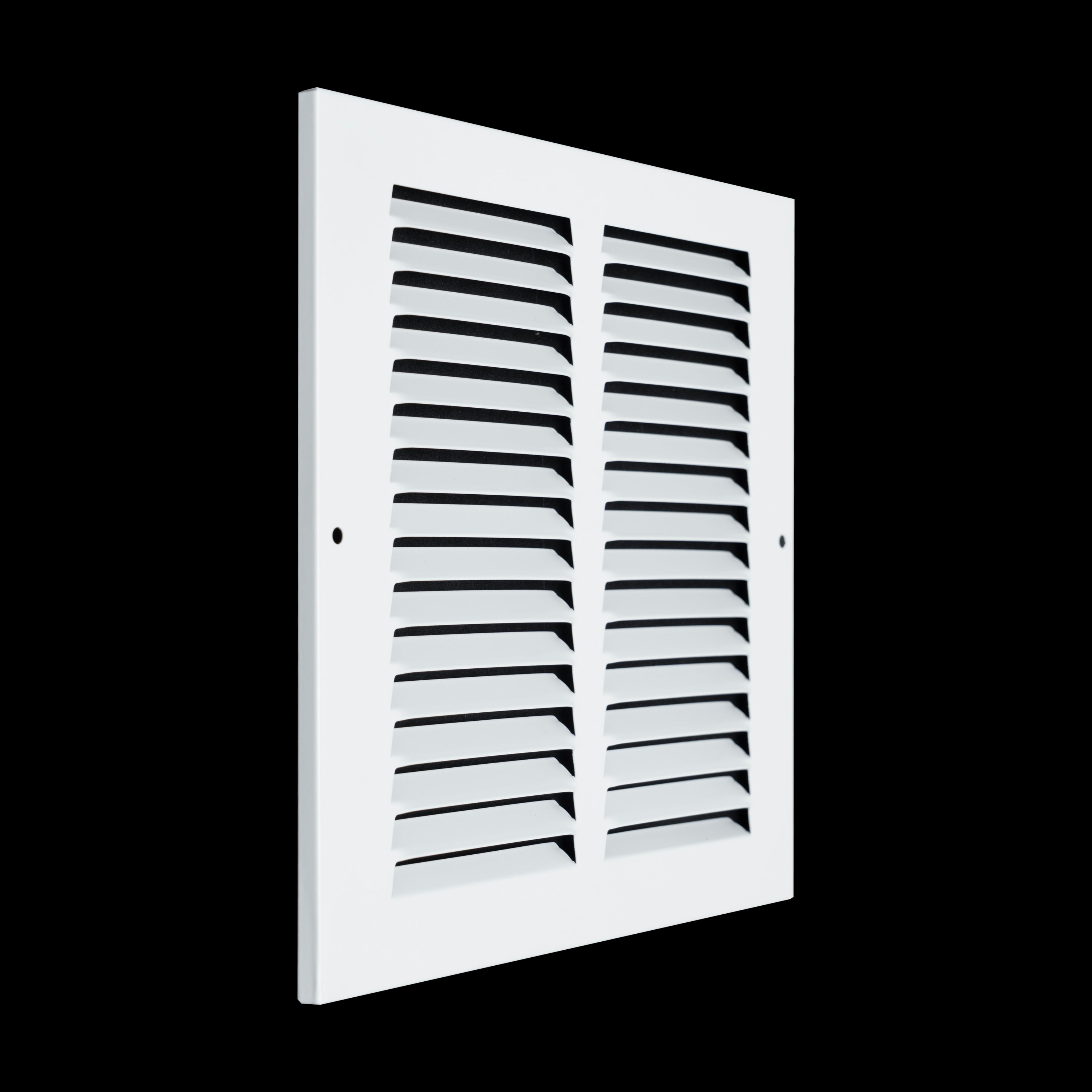 8 x 8-inch White Steel flat stamped return grille, angled view