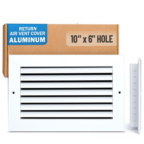 10 x 6-inch White Aluminum bar return grille, packaging