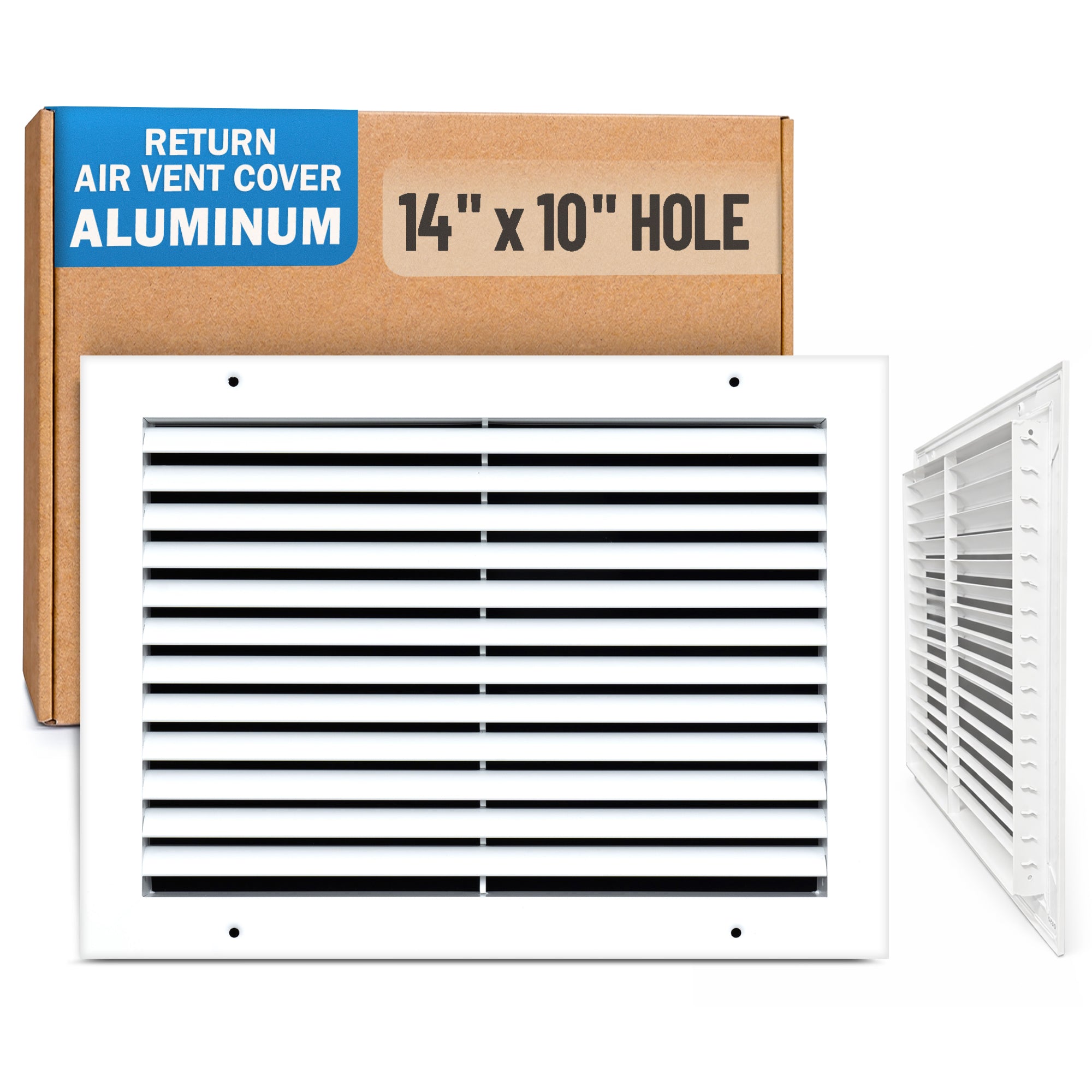 14 x 10-inch White Aluminum bar return grille, packaging