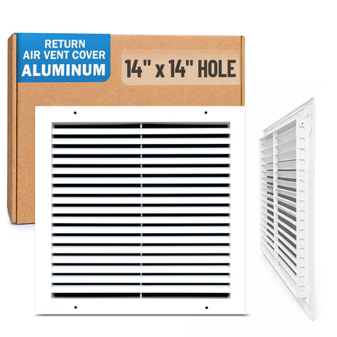 14 x 14-inch White Aluminum bar return grille, packaging