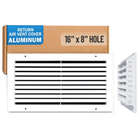 16 x 8-inch White Aluminum bar return grille, packaging