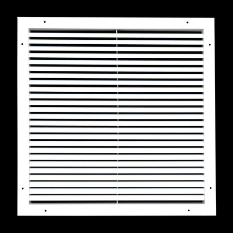 20 x 20-inch White Aluminum bar return grille, front view