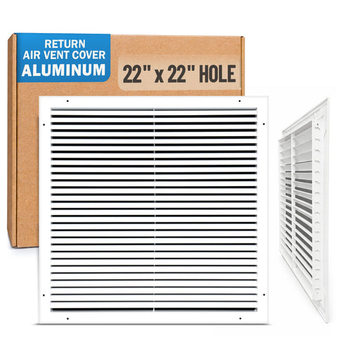 22 x 22-inch White Aluminum bar return grille, packaging