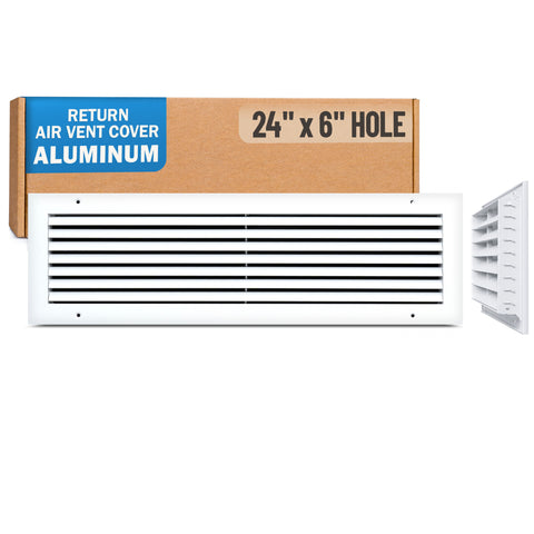 24 x 6-inch White Aluminum bar return grille, packaging