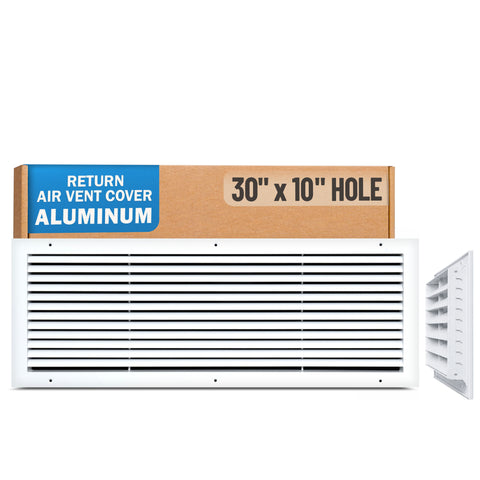 30 x 10-inch White Aluminum bar return grille, packaging