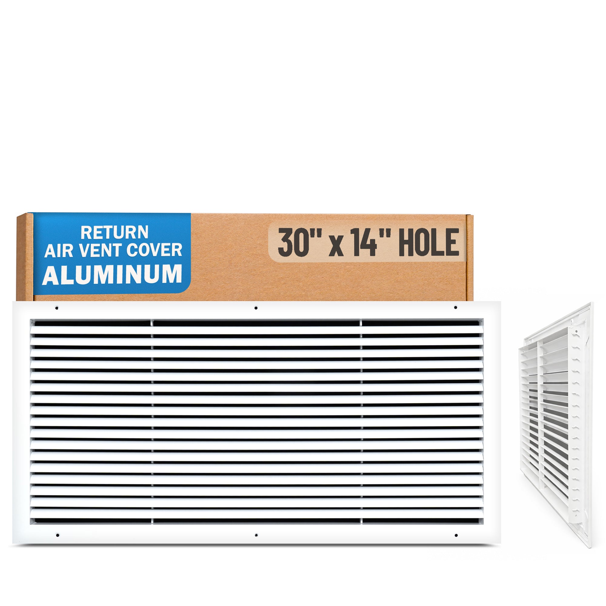 30 x 14-inch White Aluminum bar return grille, packaging