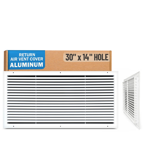 30 x 14-inch White Aluminum bar return grille, packaging